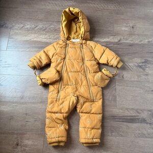12-18m Rylee & cru smiley camel color unisex snow suit with gloves